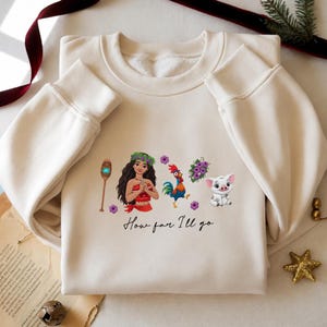 EMBROIDERED Disney Moana Princess Sweatshirt Tshirt Hoodie, Hei Hei Pua Kakamora Magic Kingdom WDW Disneyland Embroidery shirt Gift bild 5