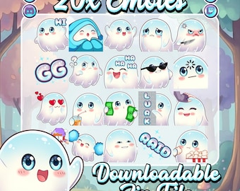 20 Chibi Ghost Emotes | Twitch, Discord Streamer Pack (PNG Digital Download