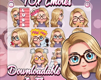 Blonde Girl Chibi Emotes Pack | Kawaii Twitch Discord Stream (PNG)