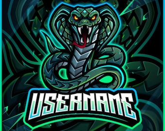 Fierce Cobra Gaming Mascot Logo, Viper Streamer Avatar (Digital Download)