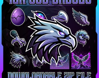 10x Eagle Mascot Sub Badges | Twitch Streamer Loyalty Icons (Instant Download)
