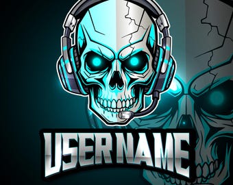 Esports Team Skull Logo | Teal Gaming Mascot (Digital Download)