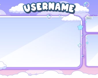 Kawaii Pastel Cloud Stream Overlay | Cozy Gaming OBS Package (Digital Download)