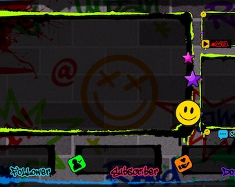Graffiti Street Art Stream Overlay | Neon Y2K Gamer Webcam Border (Digital Download)