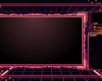 Cyberpunk Retro Arcade Stream Overlay | Neon Gaming Layout (Digital Download)