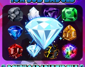 10 Gemstone Sub Badges | Twitch Loyalty Icons (Instant Download)