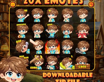 Boy Chibi Emotes | 20 Twitch & Discord Stream Pack (Instant Download