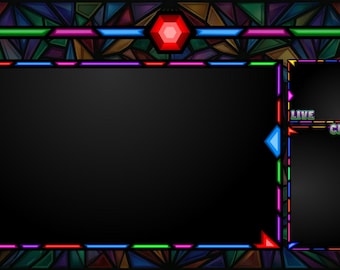 Gemstone Stained Glass Stream Overlay | Colorful Gaming OBS Package (Digital Download)
