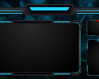 Blue Neon Cyber Stream Overlay | Futuristic Gaming OBS Package (Digital Download)