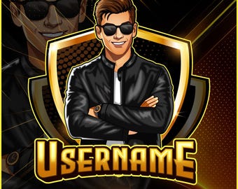 Male Gamer Mascot Logo | Leather Jacket, Sunglasses Avatar (Digital Download)