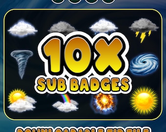 10 Weather Sub Badges | Storm, Sun, Rainbow, Cloud Icons (Digital Download)