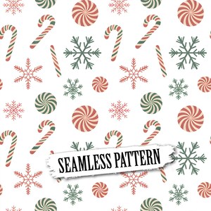 Snowflakes and Candy Canes Seamless Pattern | Digital Download