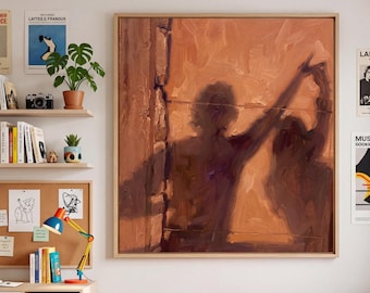 Dance With You,Hand-Painted Romance Love Painting,Unique Contemporary  Textured Oil Painting,Shadow Wall Art For Sofa Living Room Bedroom
