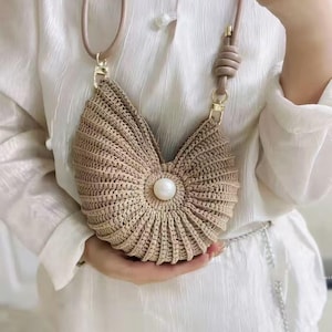 Patrón de crochet para bolso de concha, tutorial para bolso de caracola, bolso de concha Nautilus, bolso de verano, patrón de bolso de hombro, bolso de playa, bolso bohemio
