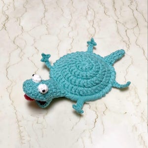 Virkmönster för djurunderlägg, virkmönster för Tom Lizard-underlägg, popup-amigurumi-mugghållare, handledning för muggmatta, enkel PDF + video för nybörjare bild 7