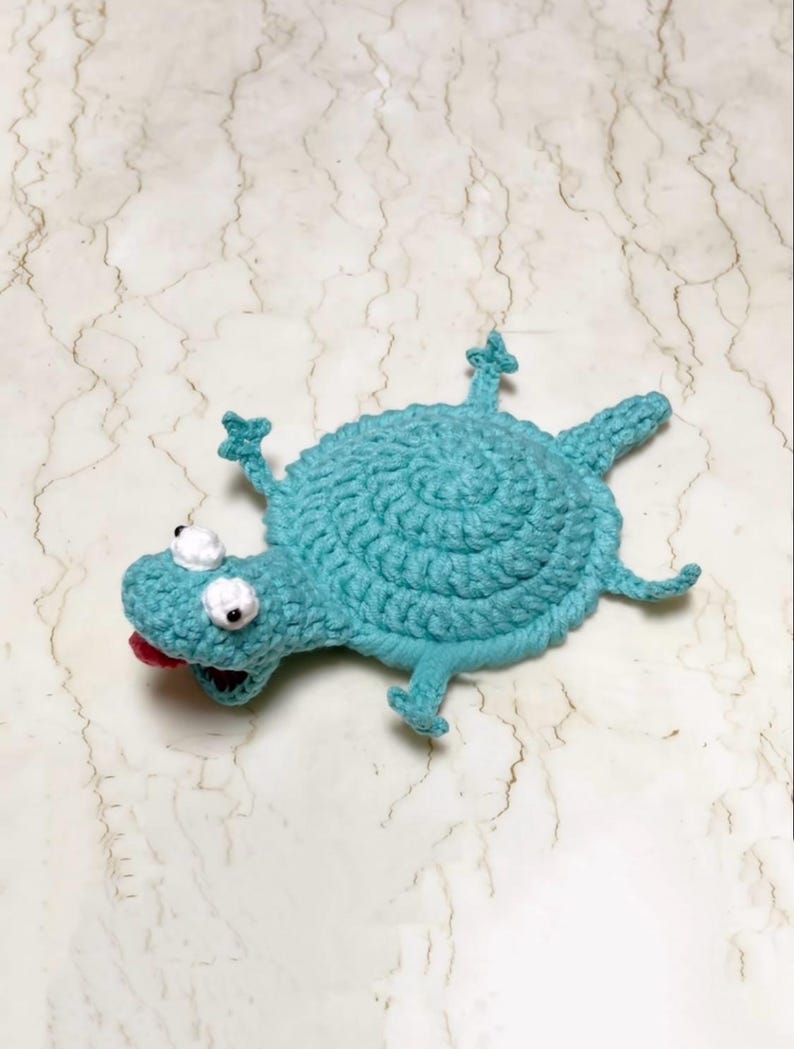 Virkmönster för djurunderlägg, virkmönster för Tom Lizard-underlägg, popup-amigurumi-mugghållare, handledning för muggmatta, enkel PDF + video för nybörjare bild 7