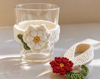 Flower Cup Sleeve Crochet Pattern, Crochet Cup Cozy Pattern, Coffee Cup Holder, Mug Hugger Pattern, Beginner Easy Tutorial, PDF Download
