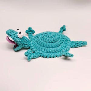 Virkmönster för djurunderlägg, virkmönster för Tom Lizard-underlägg, popup-amigurumi-mugghållare, handledning för muggmatta, enkel PDF + video för nybörjare bild 8