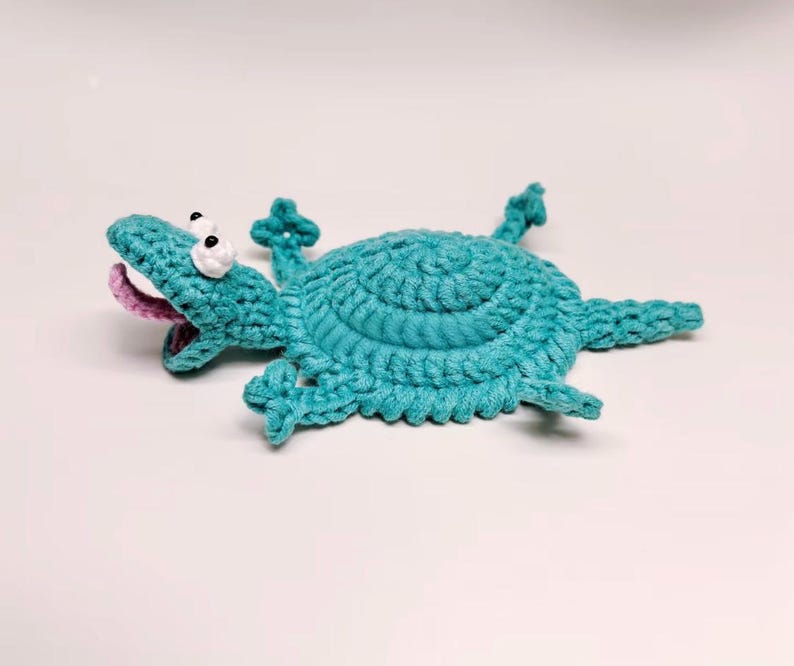 Virkmönster för djurunderlägg, virkmönster för Tom Lizard-underlägg, popup-amigurumi-mugghållare, handledning för muggmatta, enkel PDF + video för nybörjare bild 8