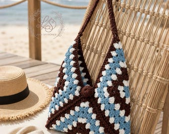 Granny Square Bag Crochet Pattern, Hobo Tote Bag Pattern+Video, Market Bag, Easy Shoulder Bag, Handbag, Handmade Gift, Digital Download, PDF