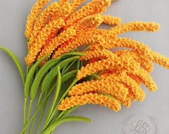 Wheat Flower Crochet Pattern, Crochet Flower Bouquet Pattern, Leaf, Beginner Friendly Flower Tutorial, Wedding Flower, Rustic Decor, PDF