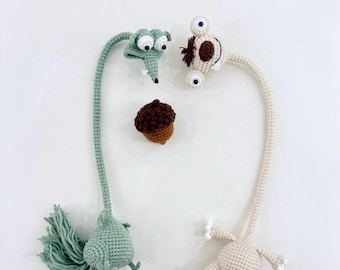 Long Neck Sid the Sloth Crochet Pattern, Funny Crochet Scrat the Squirrel Pattern, Ice Age Amigurumi Tutorial, Bag Hanging, Stuffed Animal