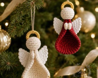 Angel Ornament Crochet Pattern, Amigurumi Christmas Ornament, DIY Xmas Tree Decor, Holiday Decor, Beginner Crochet Keychain, PDF Download