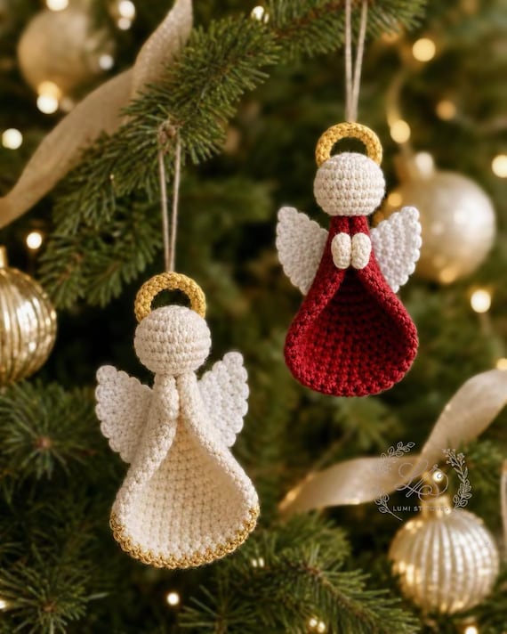 Angel Ornament Crochet Pattern, Amigurumi Christmas Ornament, DIY Xmas Tree Decor, Holiday Decor, Beginner Crochet Keychain, PDF Download