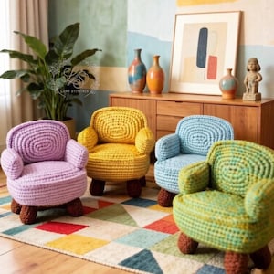 Mini Sofa Crochet Pattern, Amigurumi Furniture Pattern + Video, Crochet Dollhouse Furniture, Easy Doll Couch, Plush Toy Chair, PDF Download