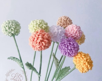 Ping Pong Chrysanthemum Crochet Pattern, Crochet Flower Bouquet Pattern, Mother's Day Gift, Amigurumi Daisy Flower Tutorial, Beginner PDF