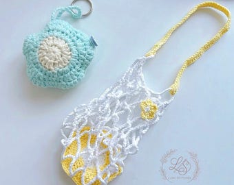 PDF + Video Flower Crochet Water Bottle Holder Pattern, Drink Carrier Crochet Tutorial, Crochet Foldable Bag Charm, Cup Holder, Cup Sleeve