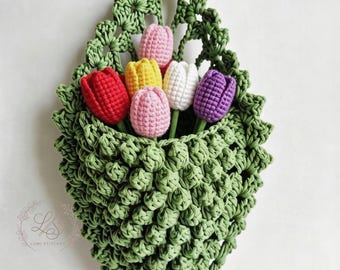 Wall Hanging Organizer Crochet Pattern, Hanging Storage Pocket Pattern+Video, Boho Hanging Basket, Plant Holder, Home Decor, Beginner PDF