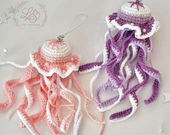 Jellyfish Crochet Pattern, Jellyfish Keychain, Amigurumi Stuffed Sea Animal, Crochet Charm, Beginner Friendly Tutorial, Digital PDF Download