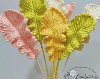 Feather Leaves Crochet Pattern, Crochet Bouquet Pattern, Crochet Leaf Amigurumi Pattern, Mother's Day Gift, Wedding Flowers, Floral Decor