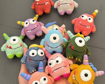 Mini Monsters Crochet Pattern, Cute Monster Amigurumi Pattern, Monster Crochet Keychain, Halloween Monsters Set, Animals Plushie Toy, Decor