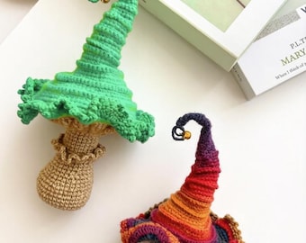 Witch Hat Mushroom Crochet Pattern, Halloween Pattern, Amigurumi Magic Mushrooms, Halloween Decor,  Forest Toadstool Crochet, PDF Download