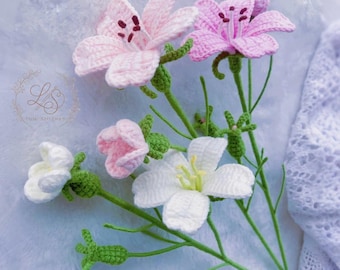 Agrostemma Githago Crochet Pattern, Crochet Flower Bouquet Pattern, Beginner Handmade Flower Tutorial, Wedding Floral Decor, DIY Gift, PDF