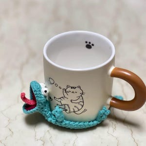 Virkmönster för djurunderlägg, virkmönster för Tom Lizard-underlägg, popup-amigurumi-mugghållare, handledning för muggmatta, enkel PDF + video för nybörjare bild 6