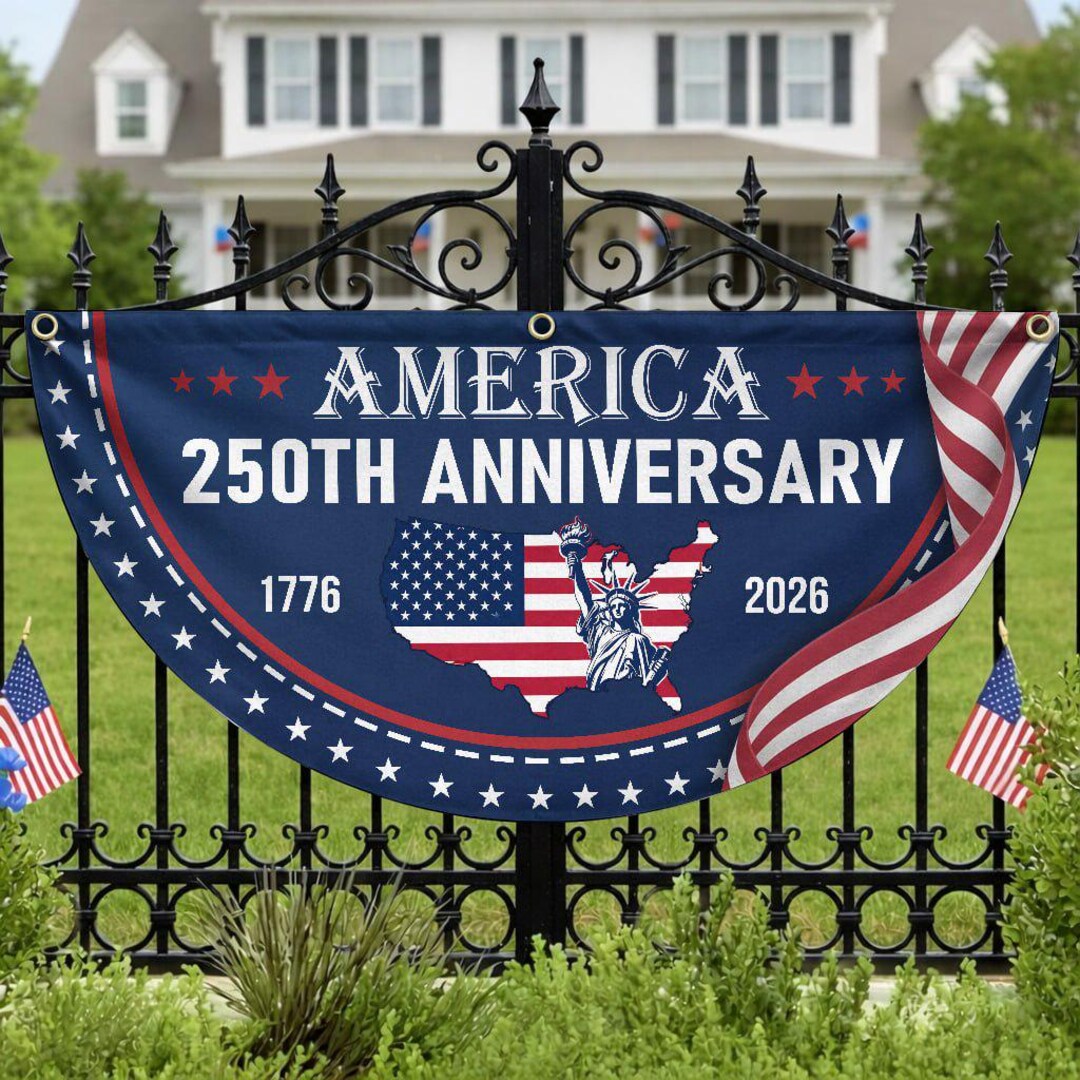 Custom Non-pleated Fan Flag - Personalized America 250th Anniversary ...