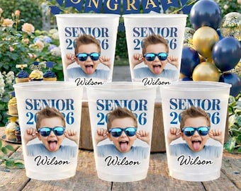Custom Graduation Frosted Cup, Personalized Photo Senior Cup 2026, Class of 2026 Party Cups, High School Graduation Gift,  Grad Party Decor