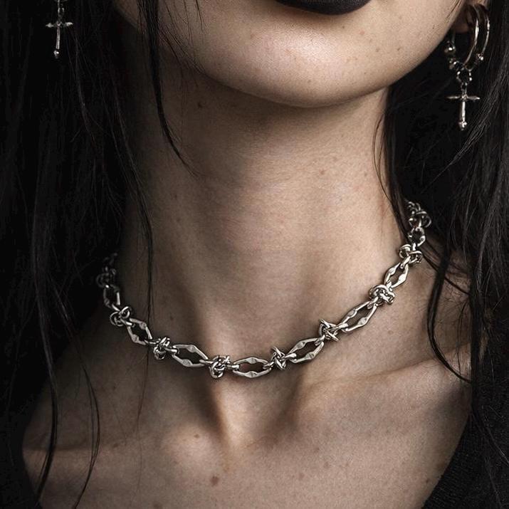 Barbed Wire Choker Necklace: Stainless Steel Punk Gothic Chain - Etsy