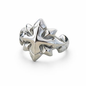 Bague en argent en forme d'étoile abstraite | Bague tendance sculpturale moderne