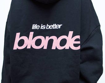 Sweat à capuche oversize en polaire - Life is better blonde impression graphique dans le dos