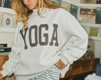 Oversized Yoga Sweatshirt – Grey Fleece Mock Neck Pullover
