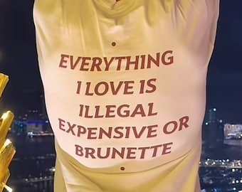 Everything I Love Is Illegal Expensive Or Brunette Shirt, Funny Quote Tee