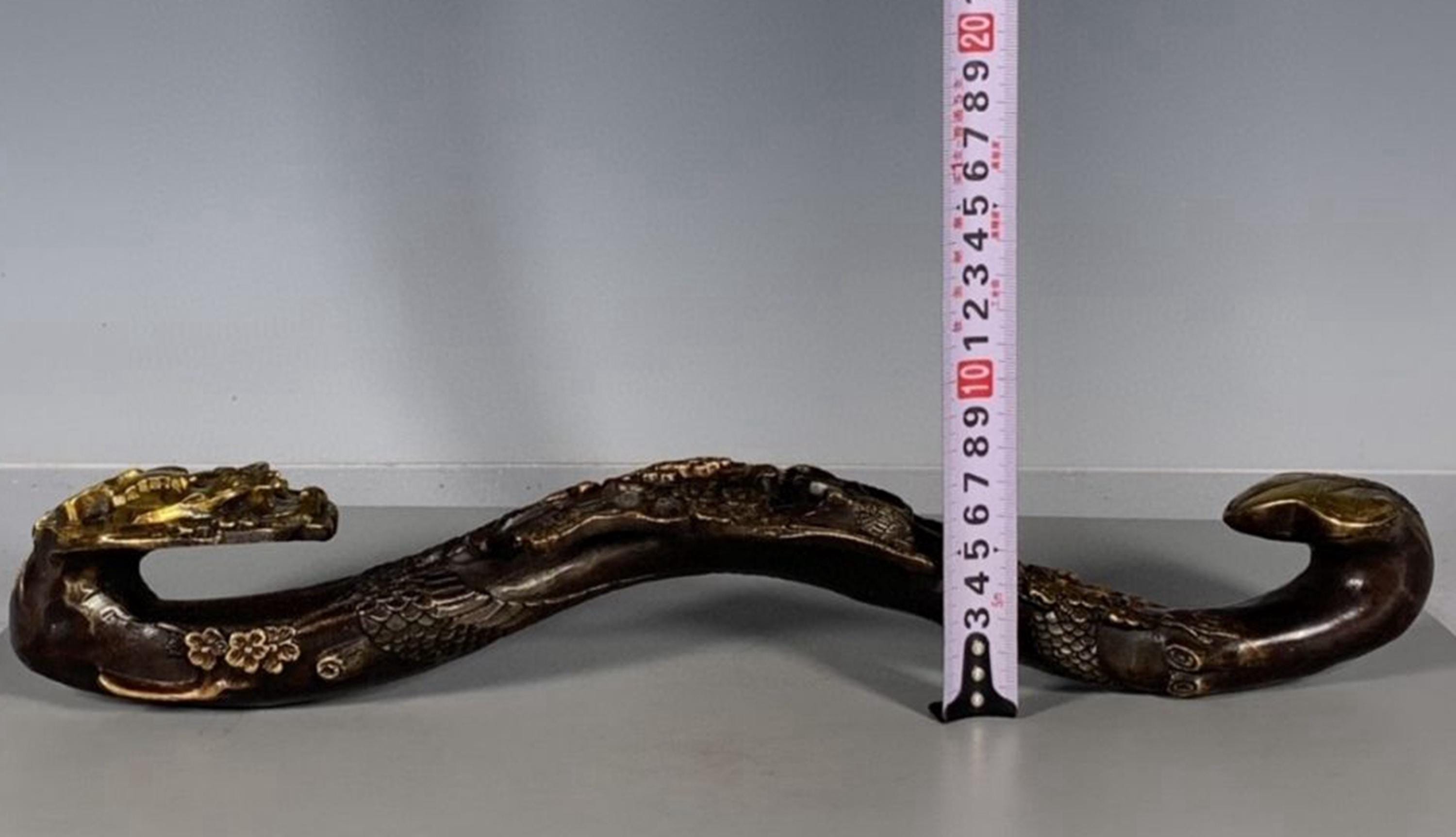 Vintage Bronze Carved Dragon Head Ruyi Statue - Etsy