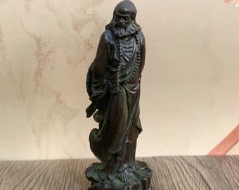 Vintage Bronze Carved Bodhidharma Statue