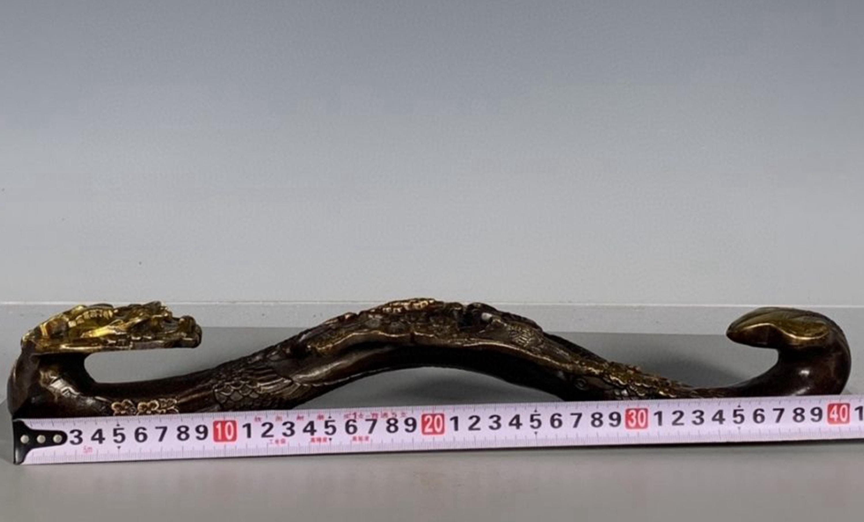 Vintage Bronze Carved Dragon Head Ruyi Statue - Etsy