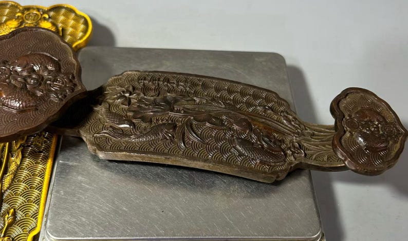 Vintage Bronze Carved Fish Ruyi Statue - Etsy