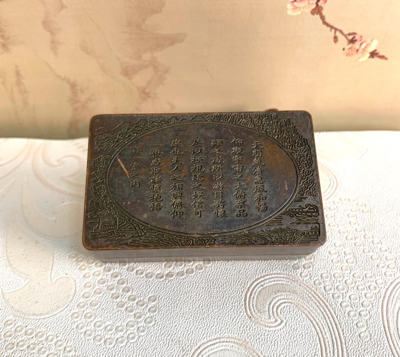 Vintage Bronze Carved Box - Etsy